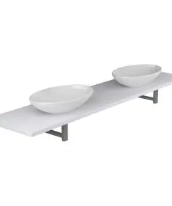 vidaXL Three Piece Bathroom Furniture Set Ceramic White