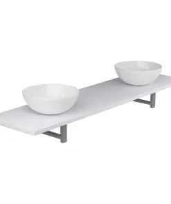 vidaXL Three Piece Bathroom Furniture Set Ceramic White