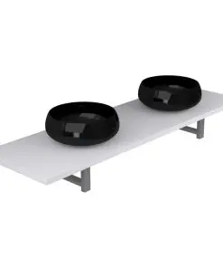 vidaXL Three Piece Bathroom Furniture Set Ceramic White