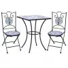 vidaXL 3 Piece Mosaic Bistro Set Ceramic Tile Blue and White