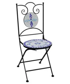 vidaXL 3 Piece Mosaic Bistro Set Ceramic Tile Blue and White