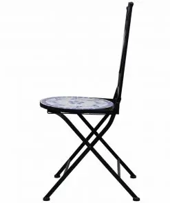 vidaXL 3 Piece Mosaic Bistro Set Ceramic Tile Blue and White