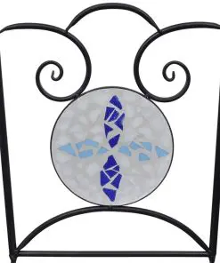 vidaXL 3 Piece Mosaic Bistro Set Ceramic Tile Blue and White