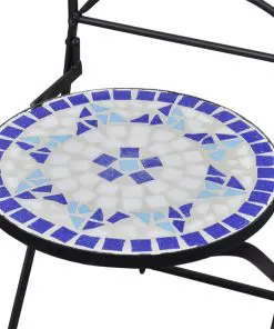 vidaXL 3 Piece Mosaic Bistro Set Ceramic Tile Blue and White