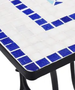 vidaXL 3 Piece Mosaic Bistro Set Ceramic Tile Blue and White