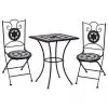 vidaXL 3 Piece Mosaic Bistro Set Ceramic Tile Black and White vidaXL 3 Piece Mosaic Bistro Set Ceramic Tile Black and White