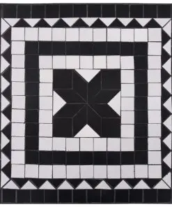 vidaXL 3 Piece Mosaic Bistro Set Ceramic Tile Black and White