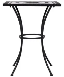 vidaXL 3 Piece Mosaic Bistro Set Ceramic Tile Black and White