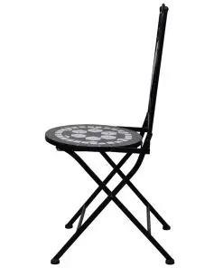 vidaXL 3 Piece Mosaic Bistro Set Ceramic Tile Black and White