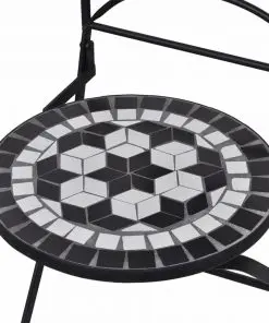 vidaXL 3 Piece Mosaic Bistro Set Ceramic Tile Black and White