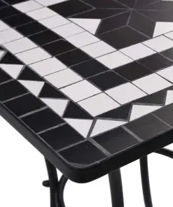 vidaXL 3 Piece Mosaic Bistro Set Ceramic Tile Black and White