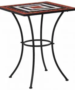 vidaXL 3 Piece Mosaic Bistro Set Ceramic Tile Terracotta and White