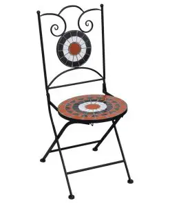 vidaXL 3 Piece Mosaic Bistro Set Ceramic Tile Terracotta and White