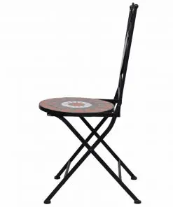 vidaXL 3 Piece Mosaic Bistro Set Ceramic Tile Terracotta and White