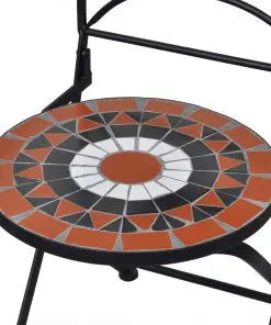 vidaXL 3 Piece Mosaic Bistro Set Ceramic Tile Terracotta and White