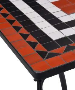 vidaXL 3 Piece Mosaic Bistro Set Ceramic Tile Terracotta and White