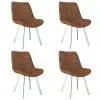 vidaXL Dining Chairs 4 pcs Brown Faux Suede Leather vidaXL Dining Chairs 4 pcs Brown Faux Suede Leather