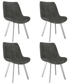 vidaXL Dining Chairs 4 pcs Grey Faux Suede Leather