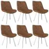 vidaXL Dining Chairs 6 pcs Brown Faux Suede Leather