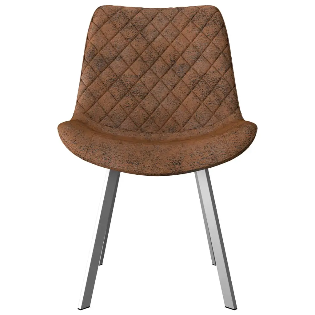 vidaXL Dining Chairs 6 pcs Brown Faux Suede Leather