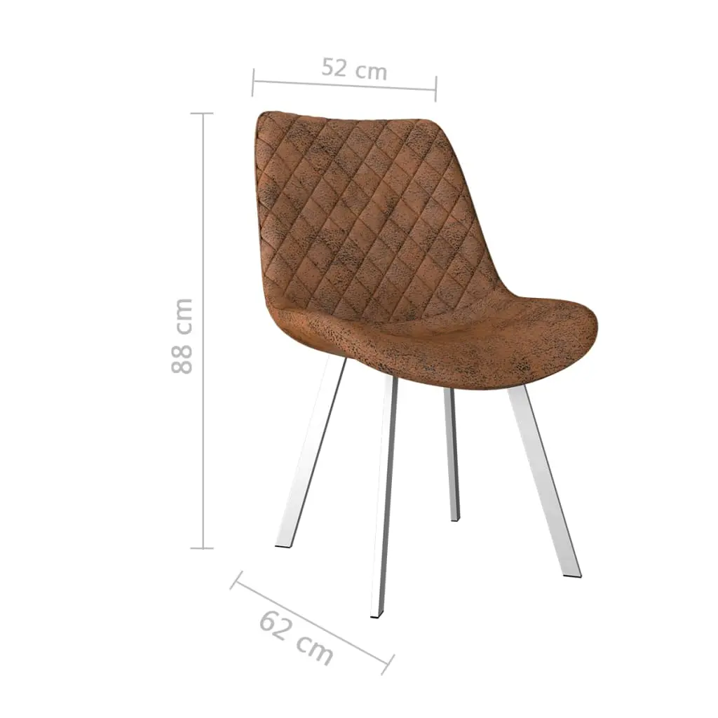vidaXL Dining Chairs 6 pcs Brown Faux Suede Leather