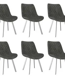 vidaXL Dining Chairs 6 pcs Grey Faux Suede Leather
