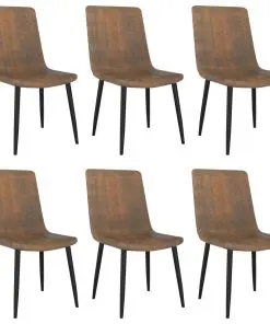 vidaXL Dining Chairs 6 pcs Brown Faux Leather