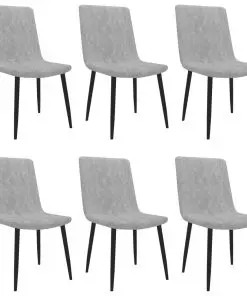vidaXL Dining Chairs 6 pcs Light Grey Faux Leather