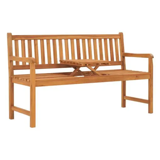 vidaXL 3-Seater Garden Bench with Table 150 cm Solid Teak Wood