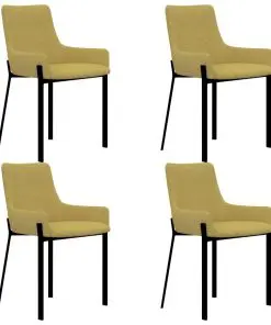 vidaXL Dining Chairs 4 pcs Yellow Fabric