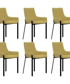 vidaXL Dining Chairs 6 pcs Yellow Fabric
