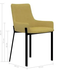vidaXL Dining Chairs 6 pcs Yellow Fabric