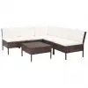 vidaXL 6 Piece Garden Lounge Set with Cushions Poly Rattan Brown