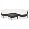 vidaXL 6 Piece Garden Lounge Set with Cushions Poly Rattan Black vidaXL 6 Piece Garden Lounge Set with Cushions Poly Rattan Black
