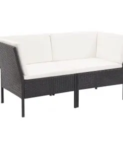 vidaXL 6 Piece Garden Lounge Set with Cushions Poly Rattan Black