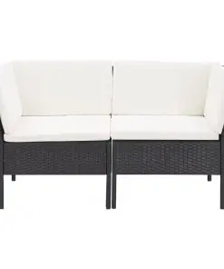 vidaXL 6 Piece Garden Lounge Set with Cushions Poly Rattan Black