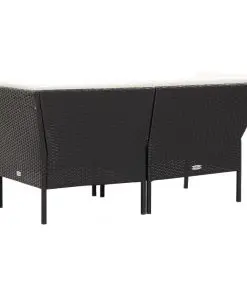 vidaXL 6 Piece Garden Lounge Set with Cushions Poly Rattan Black