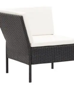 vidaXL 6 Piece Garden Lounge Set with Cushions Poly Rattan Black