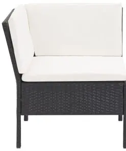 vidaXL 6 Piece Garden Lounge Set with Cushions Poly Rattan Black