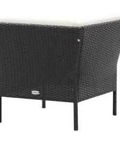 vidaXL 6 Piece Garden Lounge Set with Cushions Poly Rattan Black