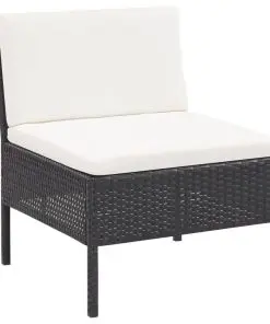 vidaXL 6 Piece Garden Lounge Set with Cushions Poly Rattan Black