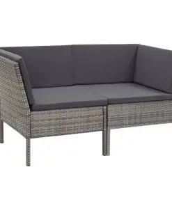 vidaXL 6 Piece Garden Lounge Set with Cushions Poly Rattan Grey