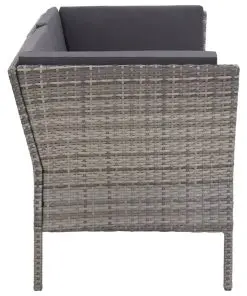 vidaXL 6 Piece Garden Lounge Set with Cushions Poly Rattan Grey