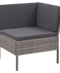 vidaXL 6 Piece Garden Lounge Set with Cushions Poly Rattan Grey