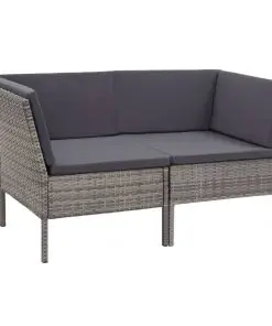 vidaXL 6 Piece Garden Lounge Set with Cushions Poly Rattan Grey