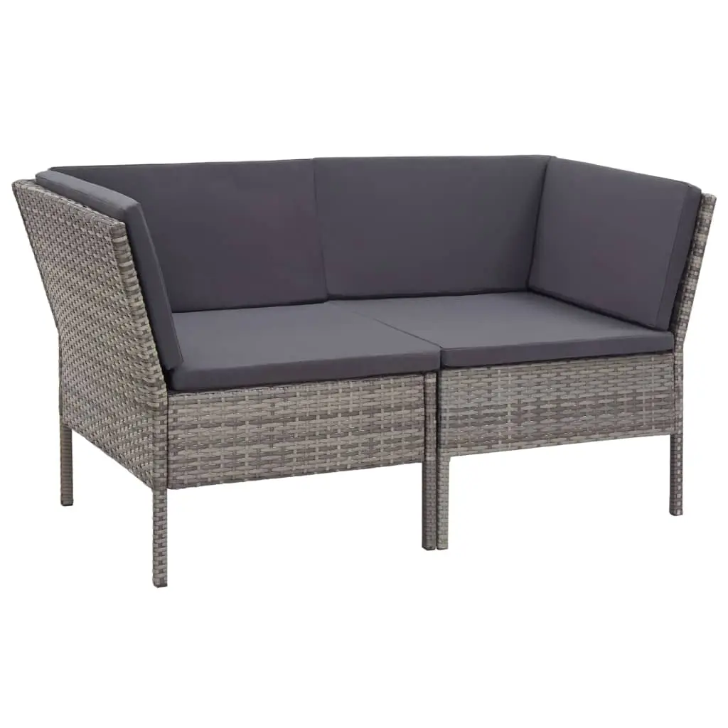 vidaXL 6 Piece Garden Lounge Set with Cushions Poly Rattan Grey