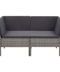 vidaXL 6 Piece Garden Lounge Set with Cushions Poly Rattan Grey