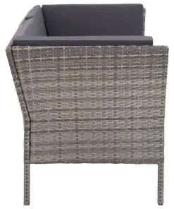 vidaXL 6 Piece Garden Lounge Set with Cushions Poly Rattan Grey