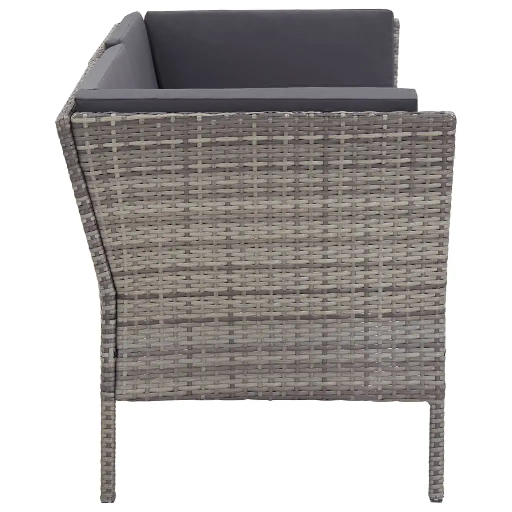 vidaXL 6 Piece Garden Lounge Set with Cushions Poly Rattan Grey