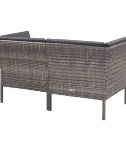 vidaXL 6 Piece Garden Lounge Set with Cushions Poly Rattan Grey